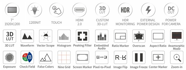 FEELWORLD F7 PLUS 撮影補助機能